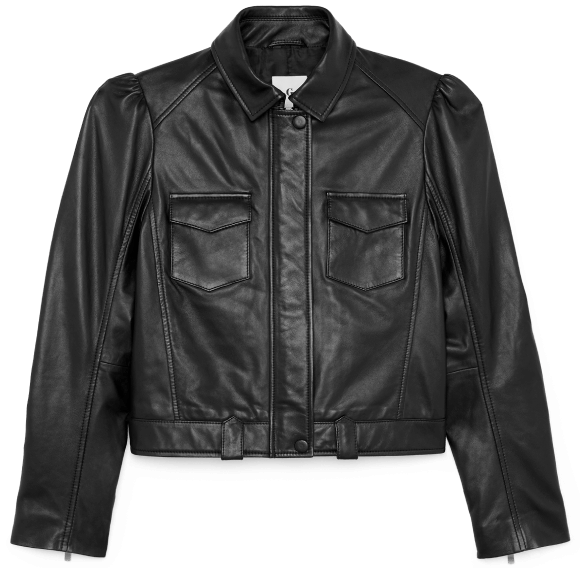 G. LABEL
              Margaret Puff-Sleeve Leather Jacket