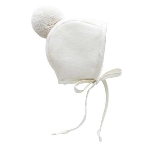 Briar Baby Ivory Pom Bonnet goop, $54
