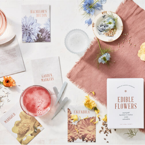 The Floral Society Edible Flower Seed Kit goop, $51 