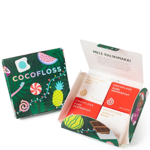 Cocofloss Cocofloss Holiday Set in Pure Peppermint & Vanilla Bean goop, $36
