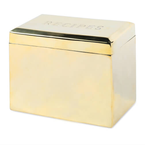 Sir Madam Brass Beveled Recipe Box goop, $130