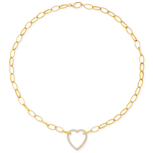 Jennifer Meyer Medium Edith Link with Diamond Open Heart Necklace
