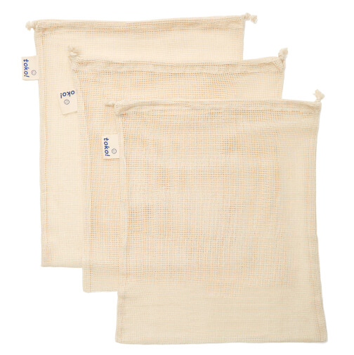 Toko Organic Cotton Drawstring Produce Bags, Set of 
