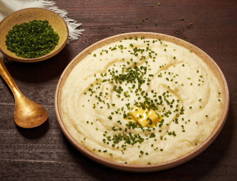 Potato-Cauli Mash with Yogurt and Chives