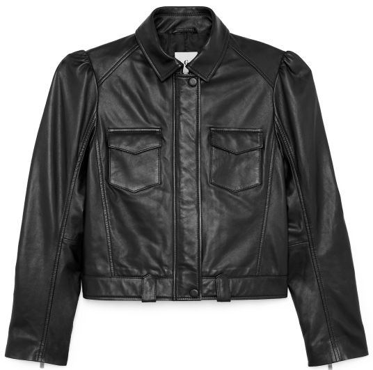 Margaret puff sleeve leather jacket