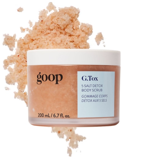 goop Beauty G. Tox 5 salt detox body scrub, $40