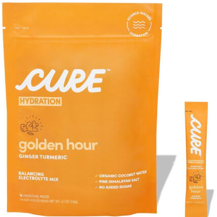 Cure Hydration ginger tumeric 14ct pouch goop, $25