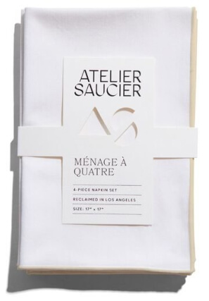 Atelier Saucier Ivory Twill Napkins 4-Piece Set, goop, $66