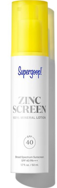 Supergoop Zincscreen 100% Mineral Lotion SPF 40, goop, $42