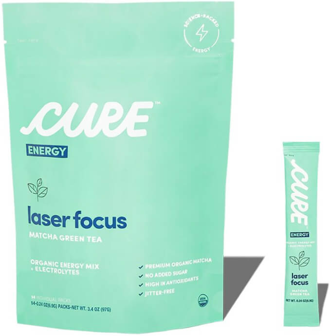Cure Hydration Laser Focus Matcha Energy and Electrolyte Mix goop, $28