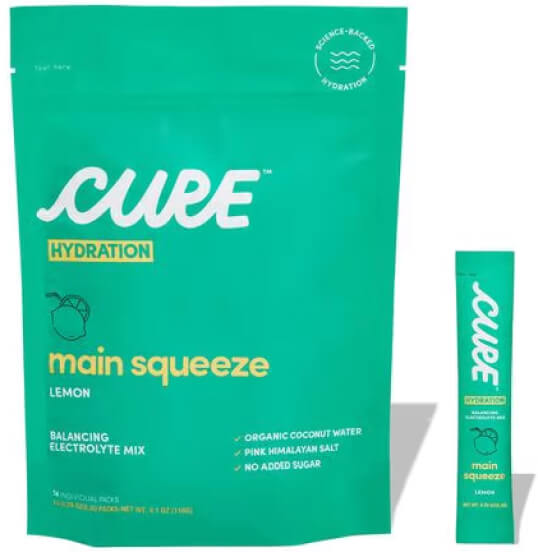 Cure Hydration MAIN SQUEEZE LEMON DAILY ELECTROLYTE MIX goop, $25