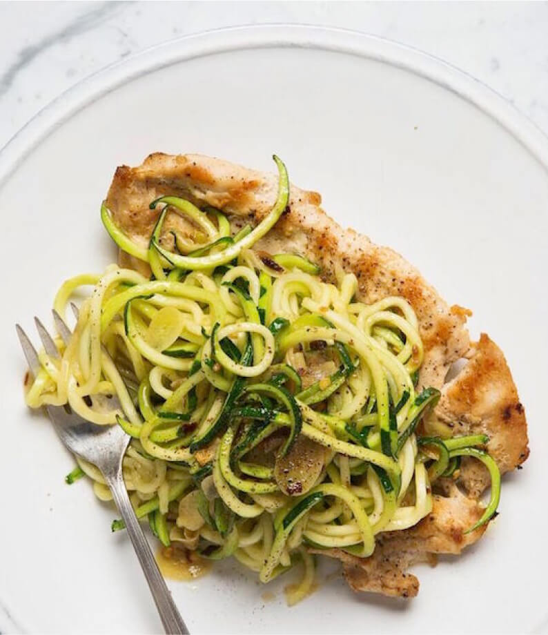 Chicken Paillard with Zucchini Noodles