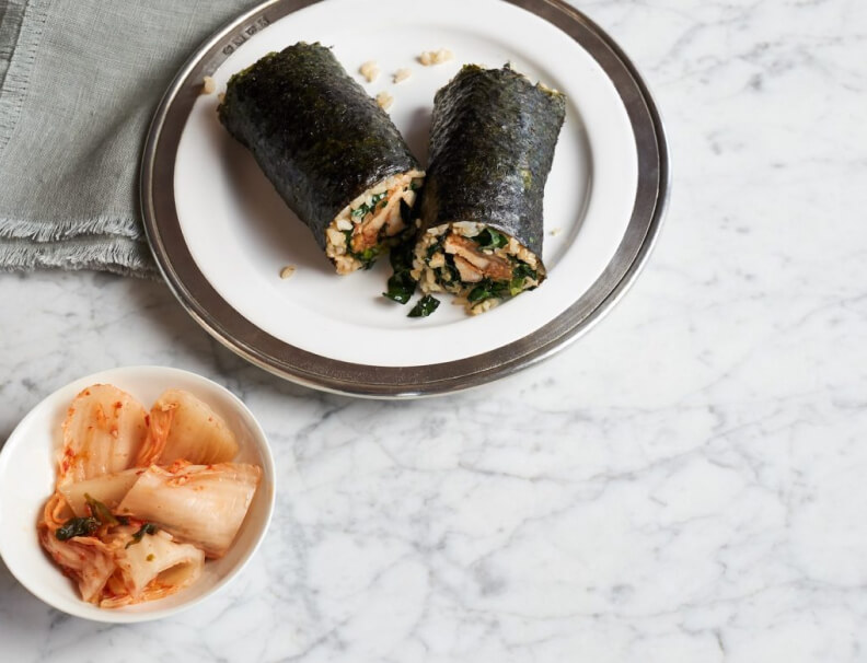 Kimchi and Grilled Chicken Nori Wrap