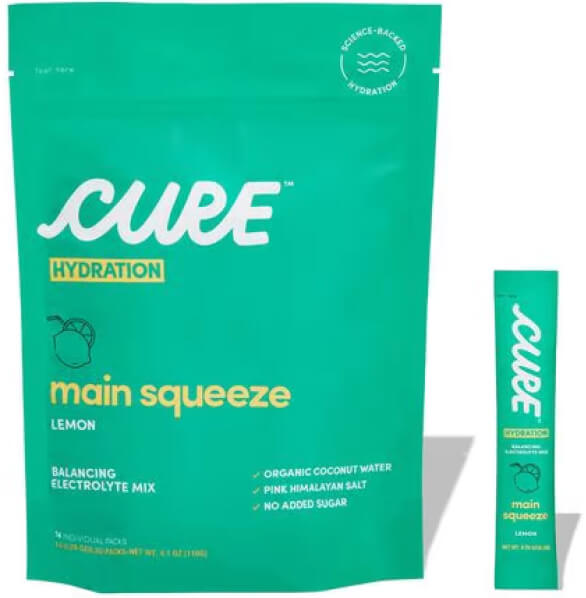 Cure Hydration MAIN SQUEEZE LEMON DAILY ELECTROLYTE MIX goop, $25