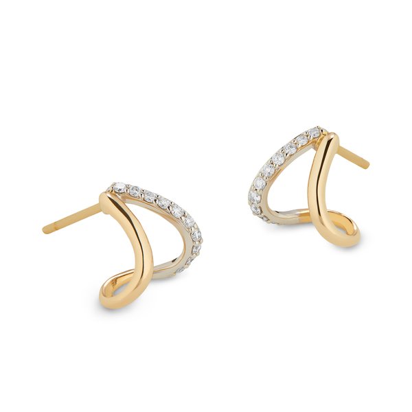 G. LABEL Emily Yellow Gold and Pavé Split Earrings