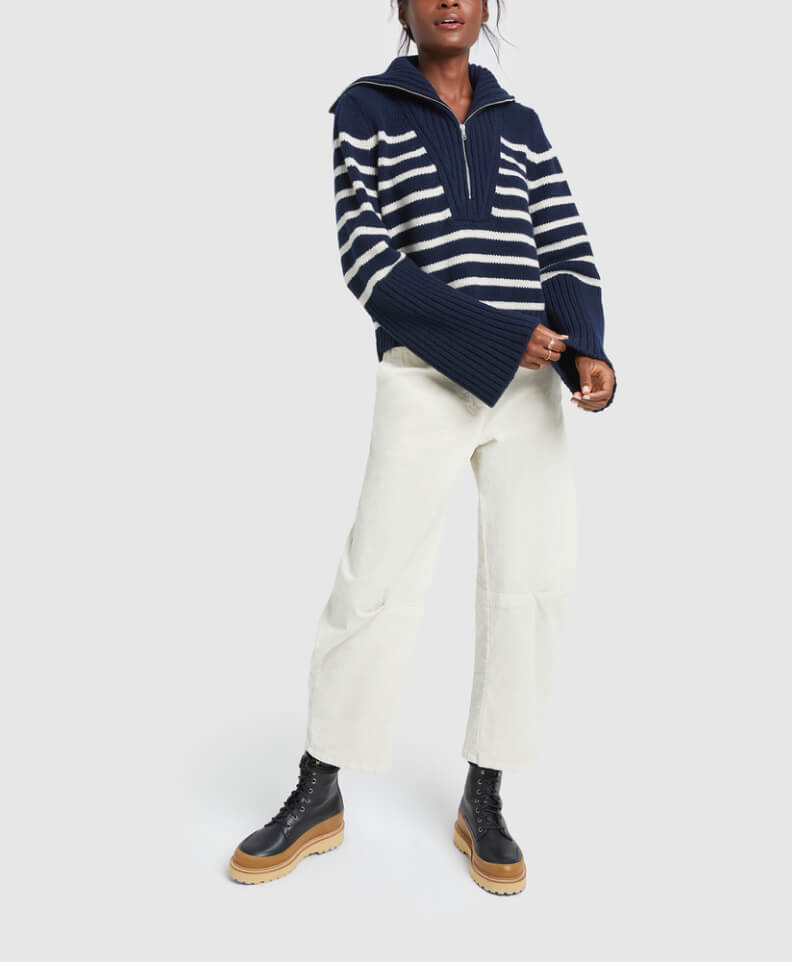 G. LABEL Shand Half-Zip Striped Sweater, goop, $595