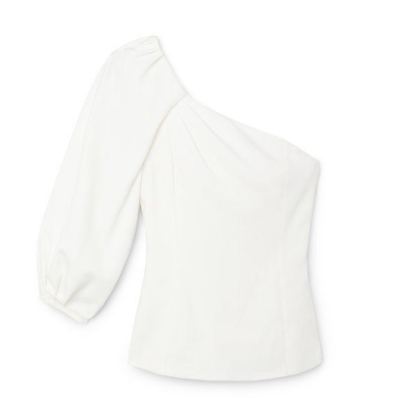 G. LABEL Celina One Shoulder Puff-Sleeve Top $450.00