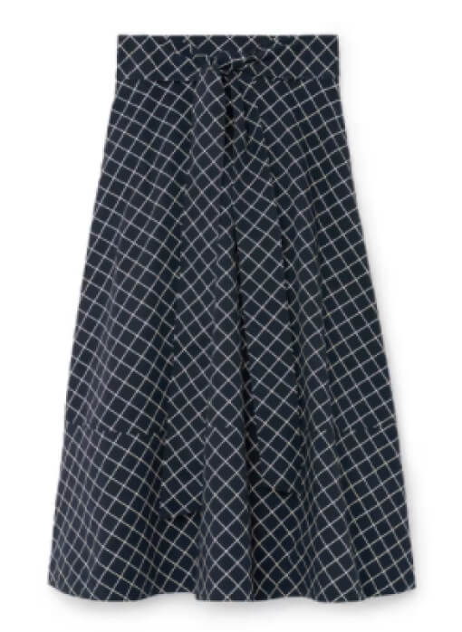 G. Label Crosson Grid-Print Skirt, goop, $475