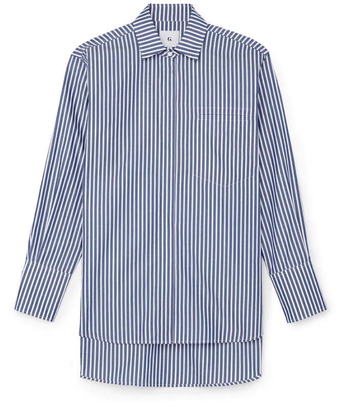 G. Label fabian striped button-up shirt goop, $395
