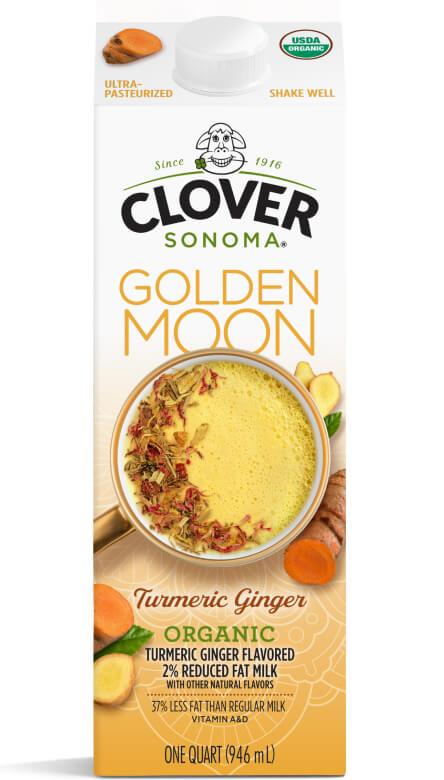 Clover Sonoma Golden Moon Milk Organic Turmeric Ginger Flavored 2% Reduced Fat Milk