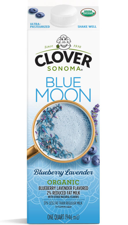 Clover Sonoma Blue Moon Milk Organic Blueberry Lavender Flavored 2% Reduced Fat Milk