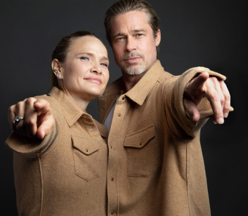 brad pitt and sat hari Khalsa posing