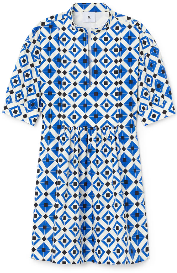 G. Label Tanya Tile-Print Mini Dress, goop, $565