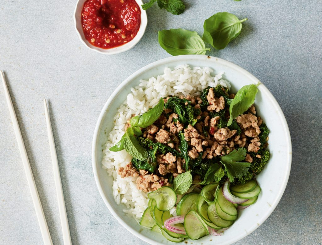 Chicken Larb Bowl with Coconut Rice