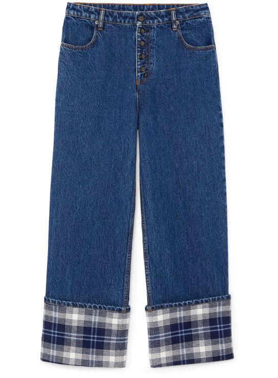 Spitzer Button-Fly Plaid-Cuffed Jeans G. Label, $295