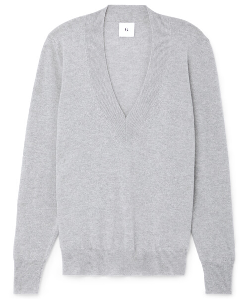 G. Label Jill Deep V-Neck merino woOL Sweater goop, $595