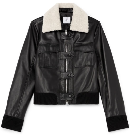 G. Label Typhaine Sherpa-Collar Leather Jacket goop, $1,495