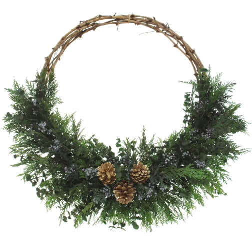 Afloral Winter Evergreen Hoop Wreath