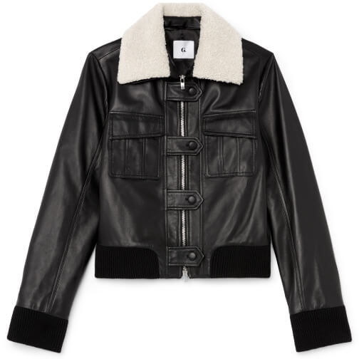 G. Label Typhaine Sherpa-Collar Leather Jacket