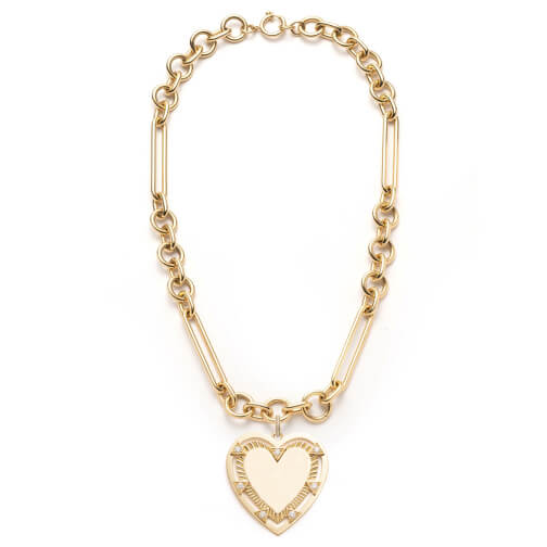 Foundrae Oversized Mixed Clip Chain with Engravable Heart