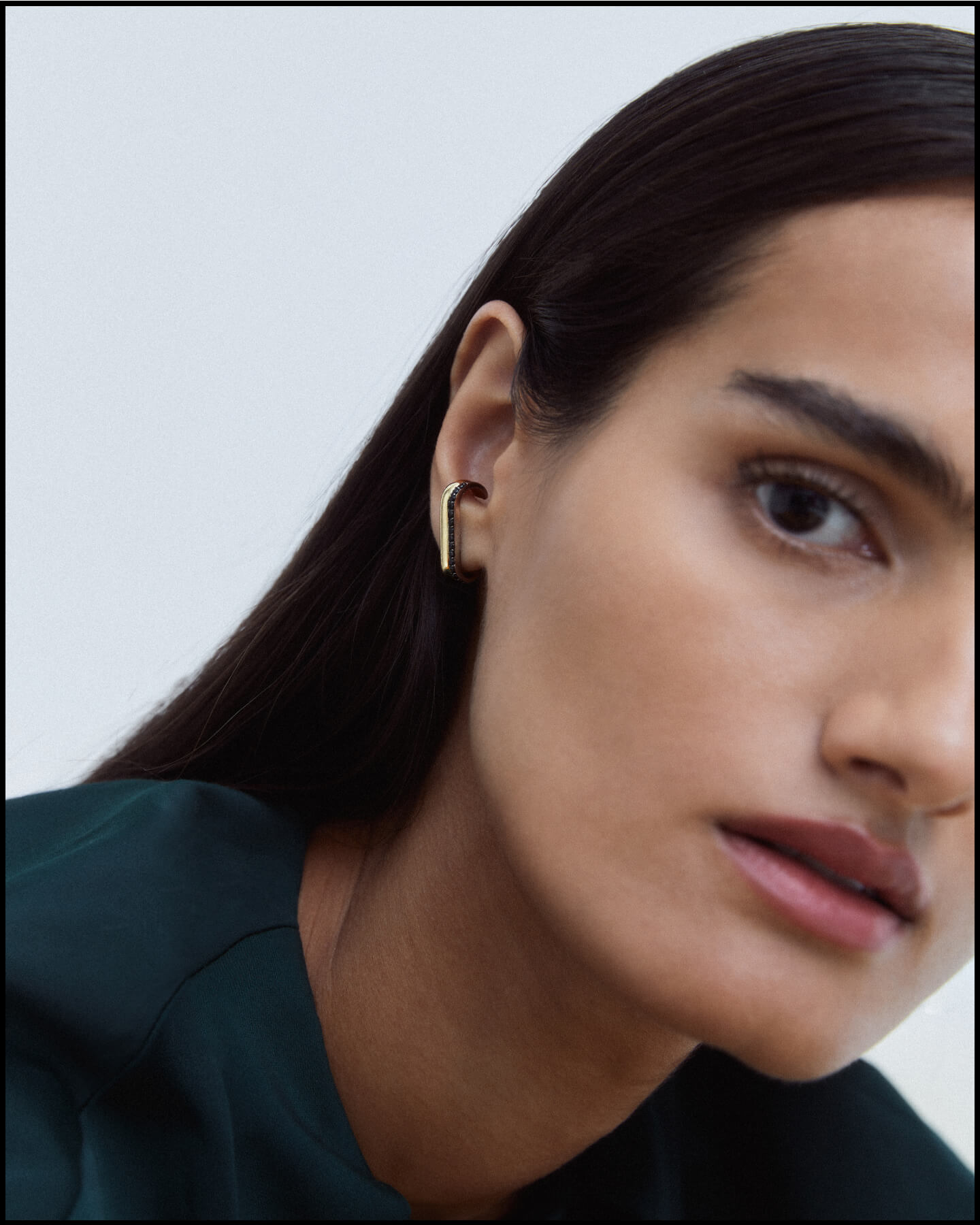 Fiene Yellow Gold and Black Pavé Ear Cuff