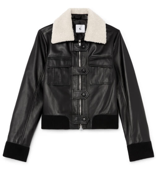 G. Label by goop Typhaine Sherpa-Collar Leather Jacket