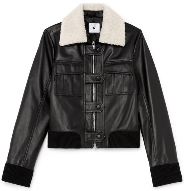 G. Label by goop Typhaine Sherpa-Collar Leather Jacket