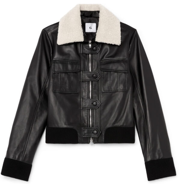 G. Label Typhaine Sherpa-Collar Leather Jacket