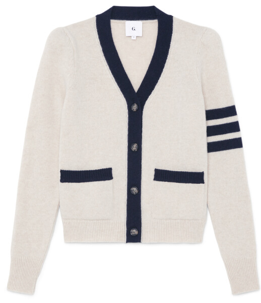 G. Label by goop DiMatteo Puff-Sleeve Varsity Cardigan