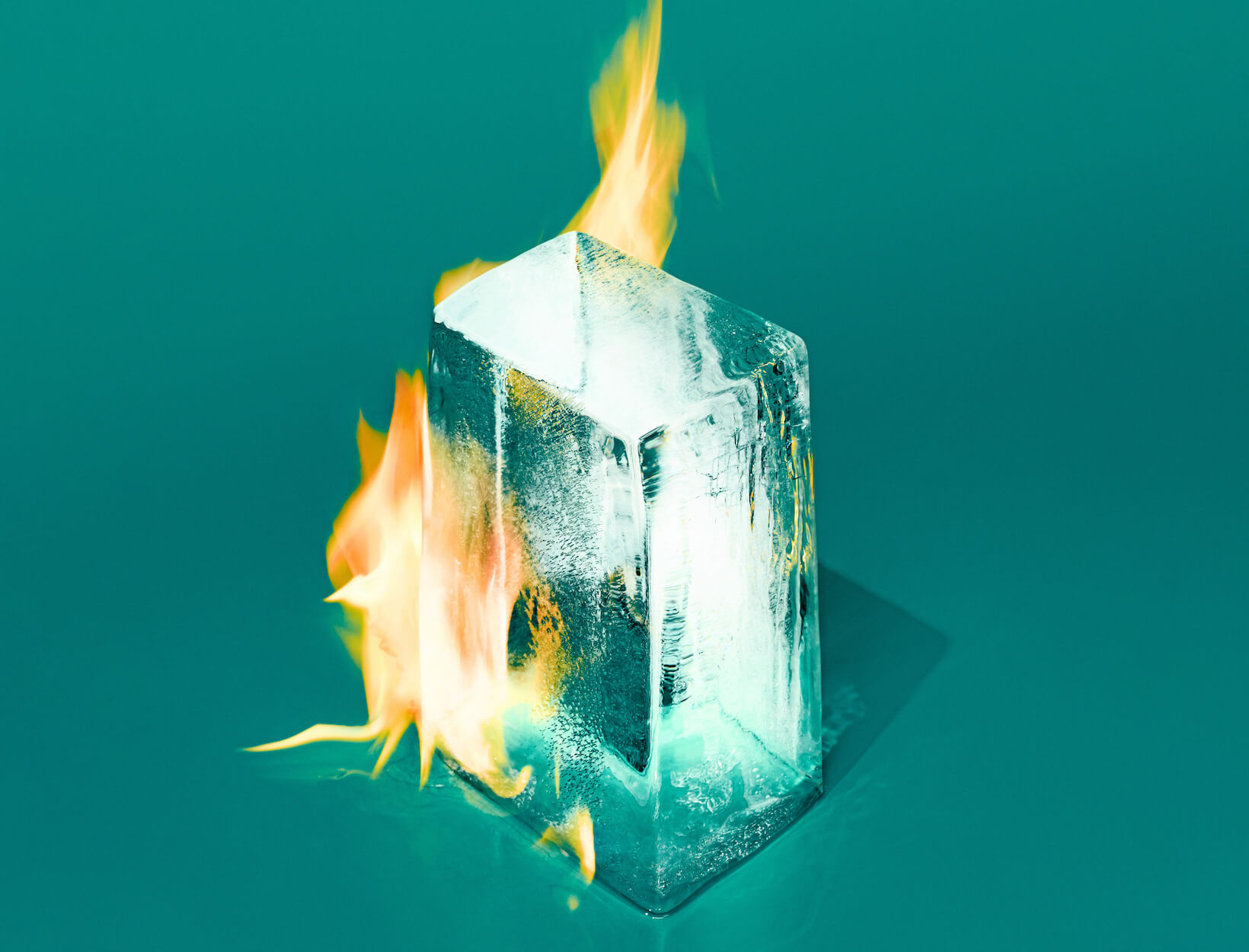 ice cube on fire
