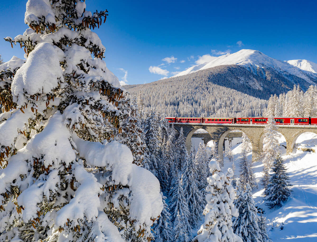 train going through snow