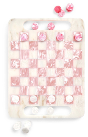 Edie Parker Checkers in Rose Quartz