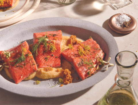 Dill Salmon with Creamy Apple Mustard