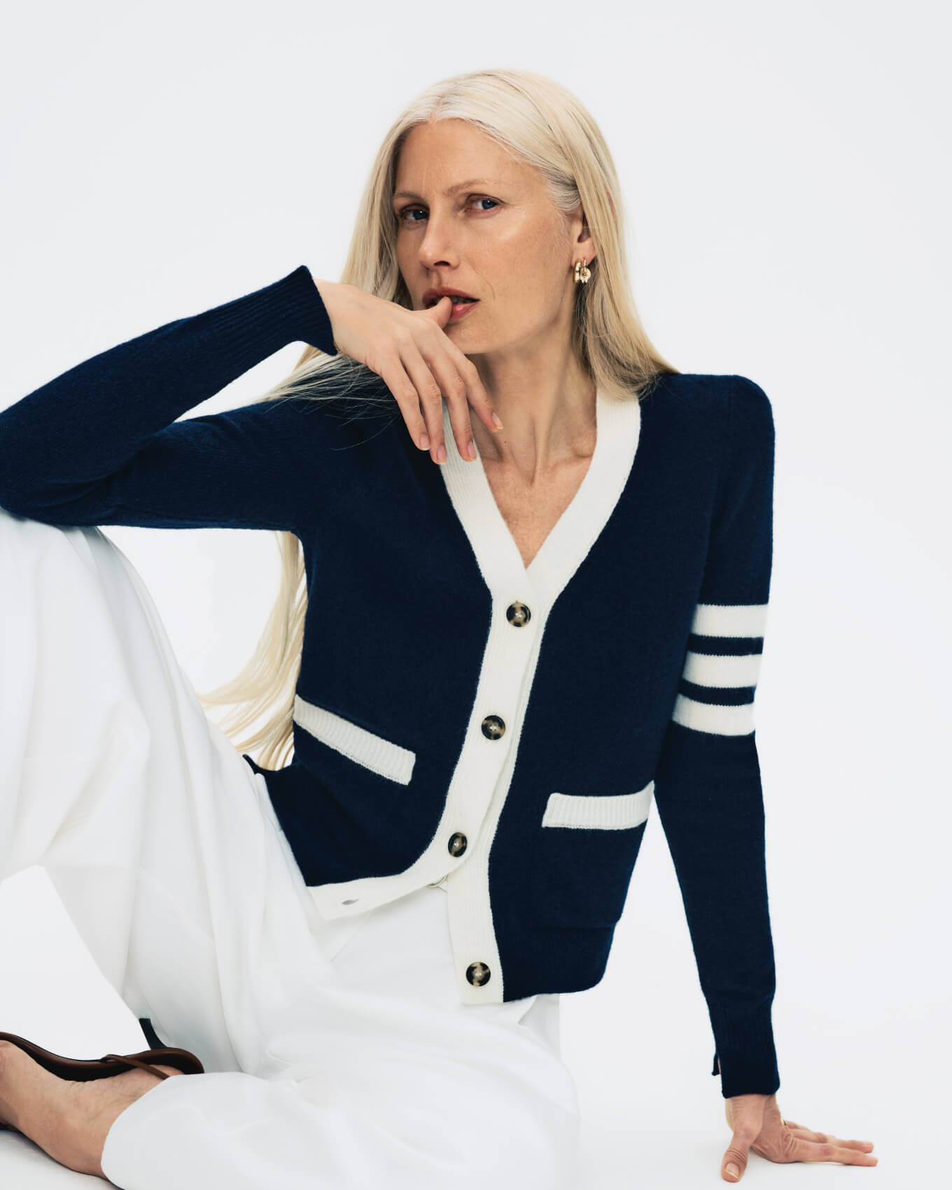 DiMatteo Puff-Sleeve Varsity Cardigan