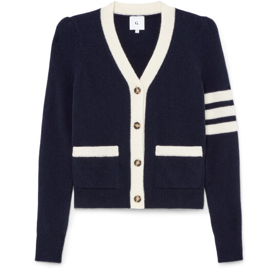 DiMatteo Puff-Sleeve Varsity Cardigan