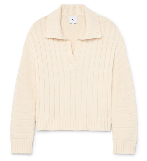 G. Label by goop Roode Polo-Collar Ribbed Sweater