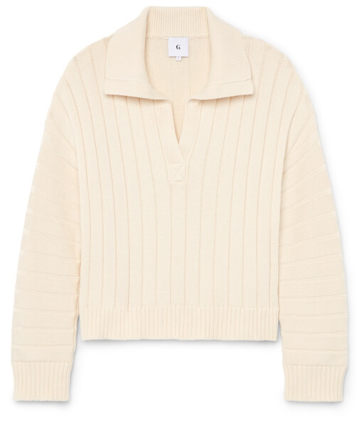 G. Label by goop Roode Polo-Collar Ribbed Sweater