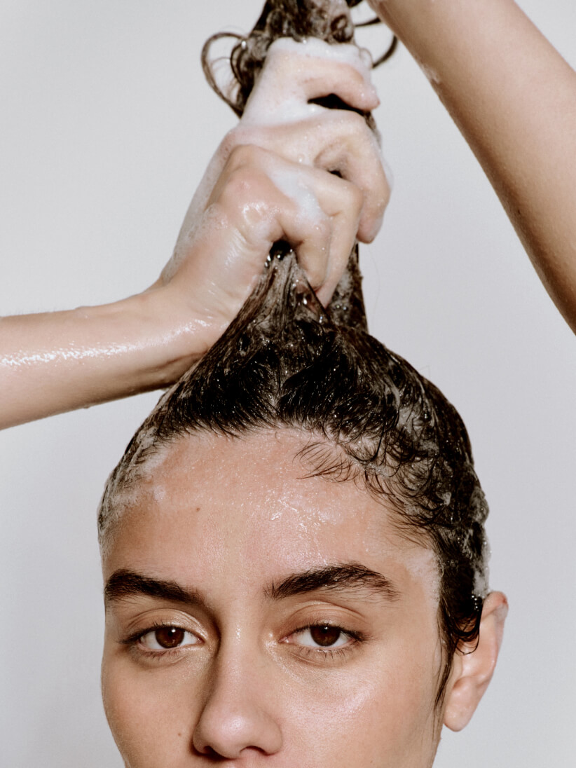 woman washing hair