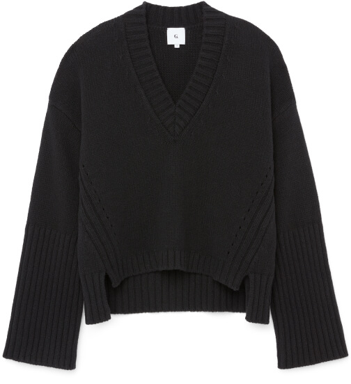 g. label Figliozzi V-Neck High-Cuff Sweater